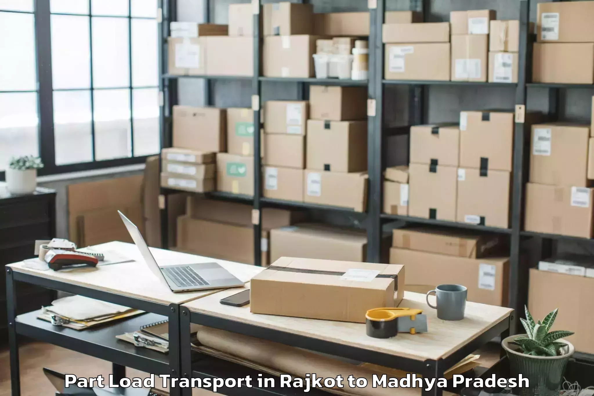 Book Rajkot to Ghugri Part Load Transport Online